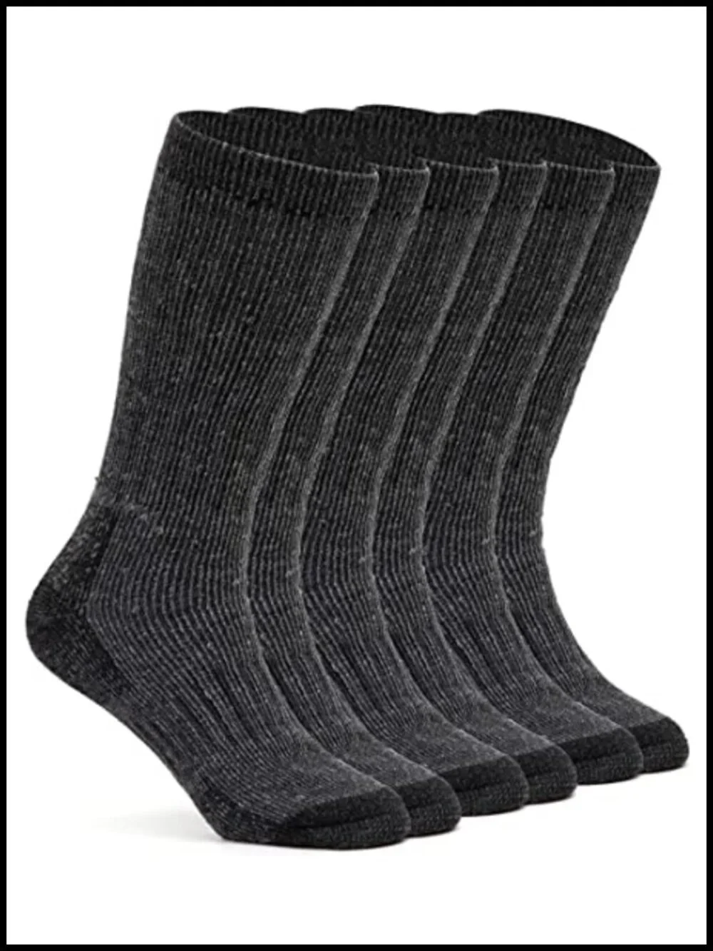 Merino Wool Blend Crew Socks 3 Pack Thermal Winter Hiking Running - Natural